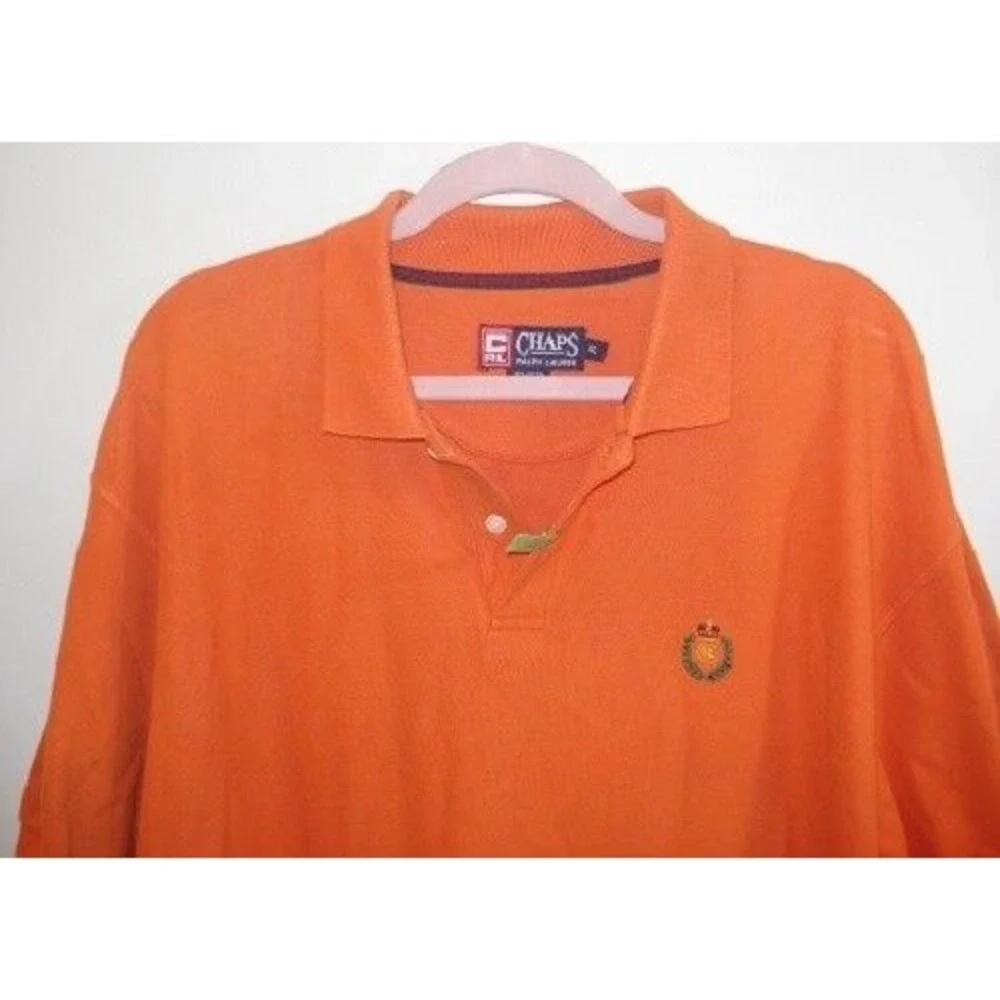 Chaps Ralph Lauren Polo Golf Shirt Vintage Orange Pullover Mens Size XL